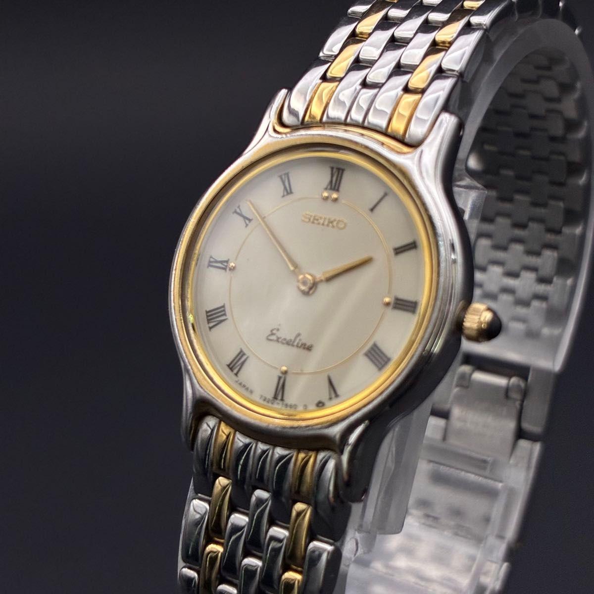 Used [Operating/New battery] Seiko SEIKO Excelline 7320-0390 Quartz watch EXCELINE Good condition