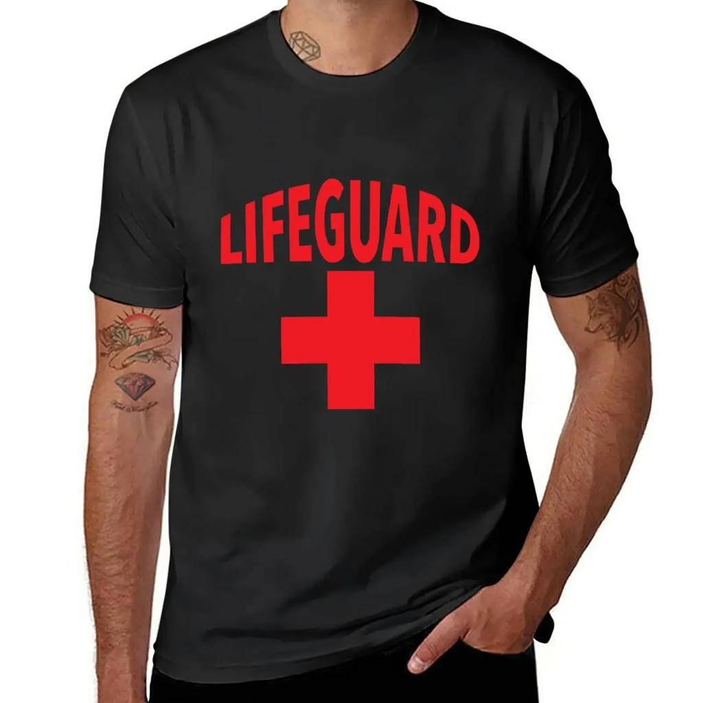 Discover Cool Lifeguard Mens T-Shirt Oversized Kawaii Clothes Black T-shirts for Men
