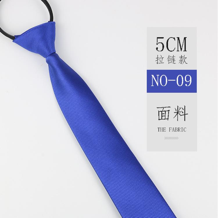 Tie Men'S Zipper Lazy Polyester Silk Jacquard Dress Day Solid Color 5Cm Narrow Edition