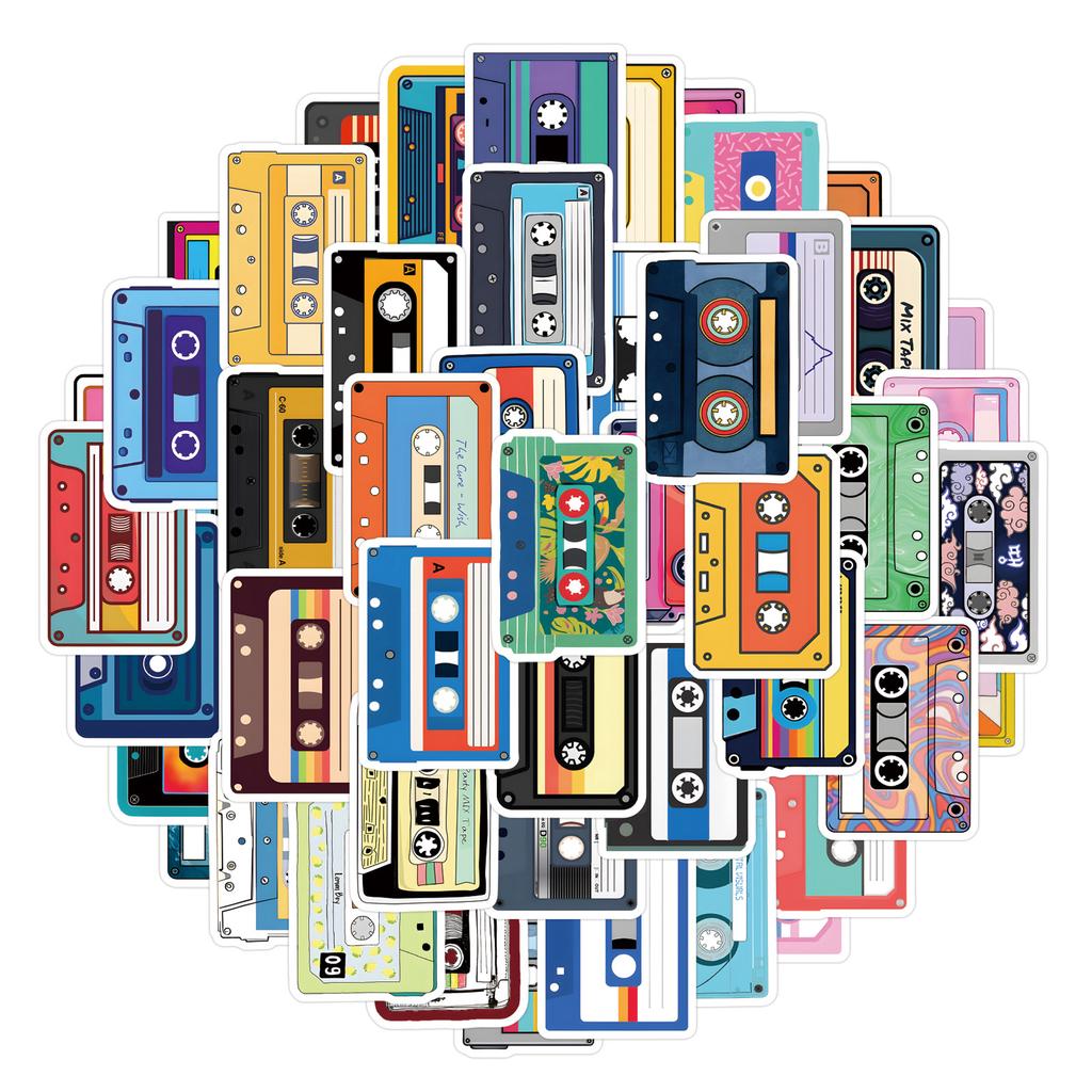 55 New Music Tapes Tapes Graffiti Decals Decorate Notebook Luggage Mobile Phone Do-It-Yourself Decals Premium Durable