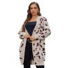 Women S Mid Length Loose Fit Leopard Print Long Sleeve Knit Cardigan Sweater