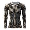 Einzigartiges Langarm-T-Shirt mit Skelett-Print, Lässiges Top mit kantigem Design