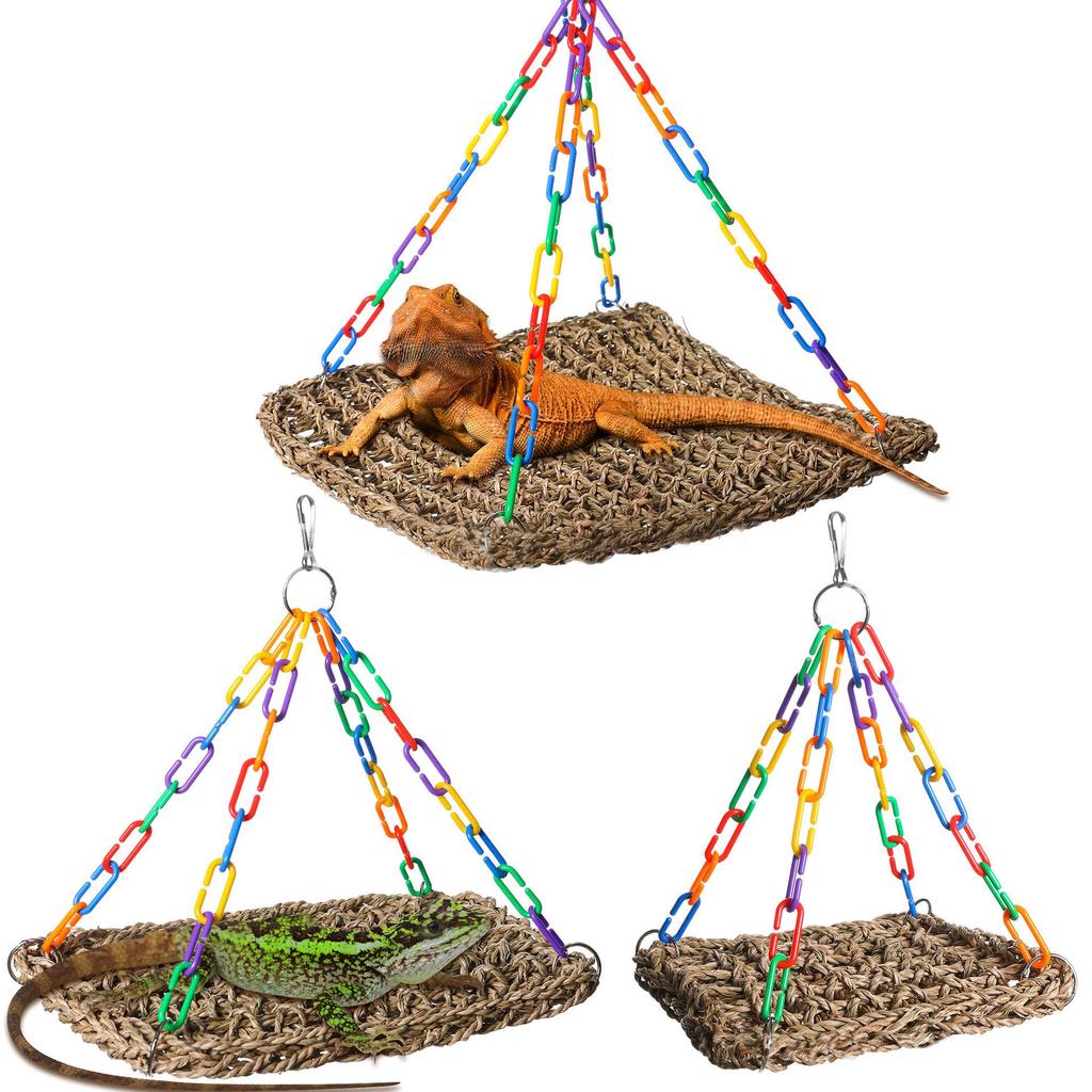 Reptile and Birdcage Woven Hammock: Water Hyacinth & Grass Lizard Basking Platform