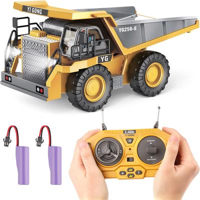 Zabawka RC Dump Truck dla dzieci, zdalnie sterowane zabawki konstrukcyjne pojazd z metalowym łóżkiem i światłem/muzyką, pomysły na prezenty urodzinowe