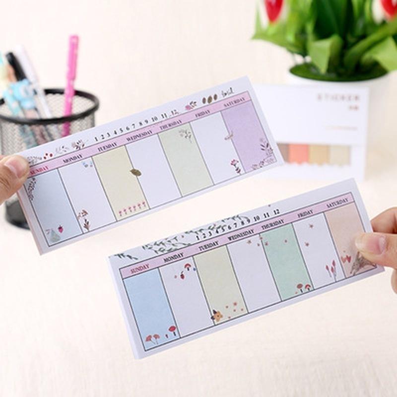 3pcs Kawaii Weekly Plan Paper Scrapbooking Stickers Sticky Note Stationery School Supplies Memo Pad