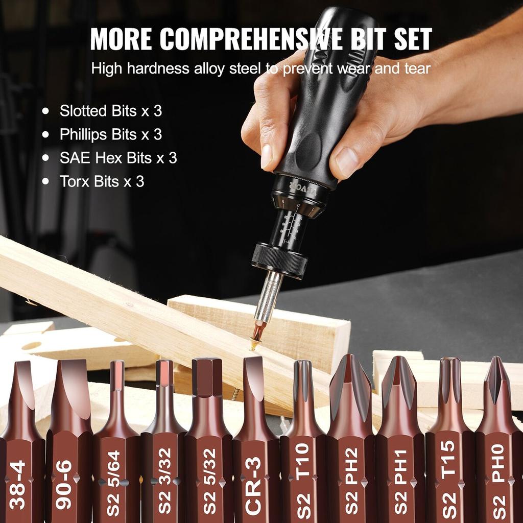 Adjustable Torque Screwdriver 1/4" Range 10-70 In/lb W/ 1 In-lb Increment