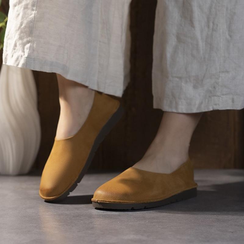 High Quality Leather Branded Flats Women Comfortable Round Toe Soft Sole Loafers Vintage Sewing Designer Shoes Zapatos De Mujer