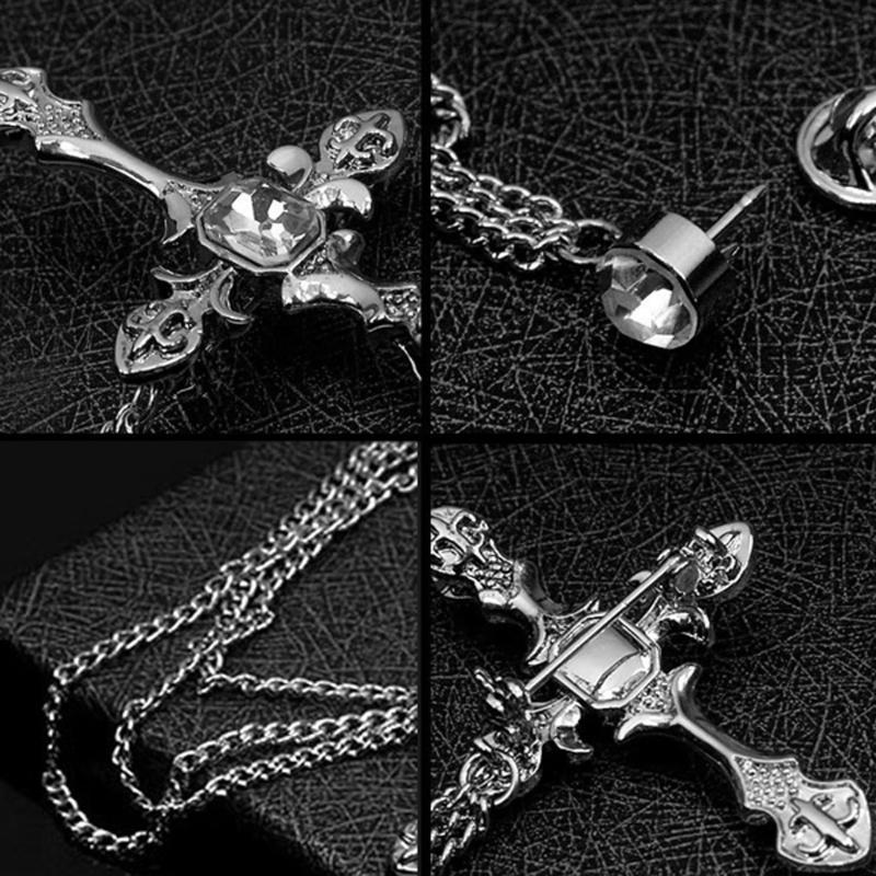 Alilang Goth Cross Pendant Necklace – Sparkly Crystal Rhinestones, Convertible To Brooch - View #9