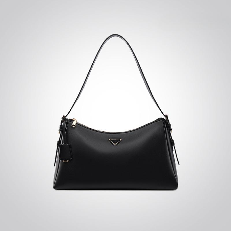 2025 Frühling Neue Einfache Mode Damen Schultertaschen High-End PU Leder Damen Achseltasche Klassisch Schwarz Einfarbig Tragetaschen für Freundin Geschenke