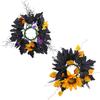 Colorful Flower Candle Wreaths Pack of 5 Tealight Candle Holders Rings for Halloween Parties Table Centerpieces Decors