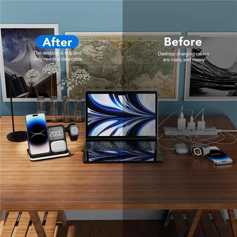 Soporte Cargador Inalámbrico Para iPhone 15 14 Samsung S23 S22 Ultra Fold Z Flip Galaxy Watch iWatch Active Buds Estación de Carga Rápida