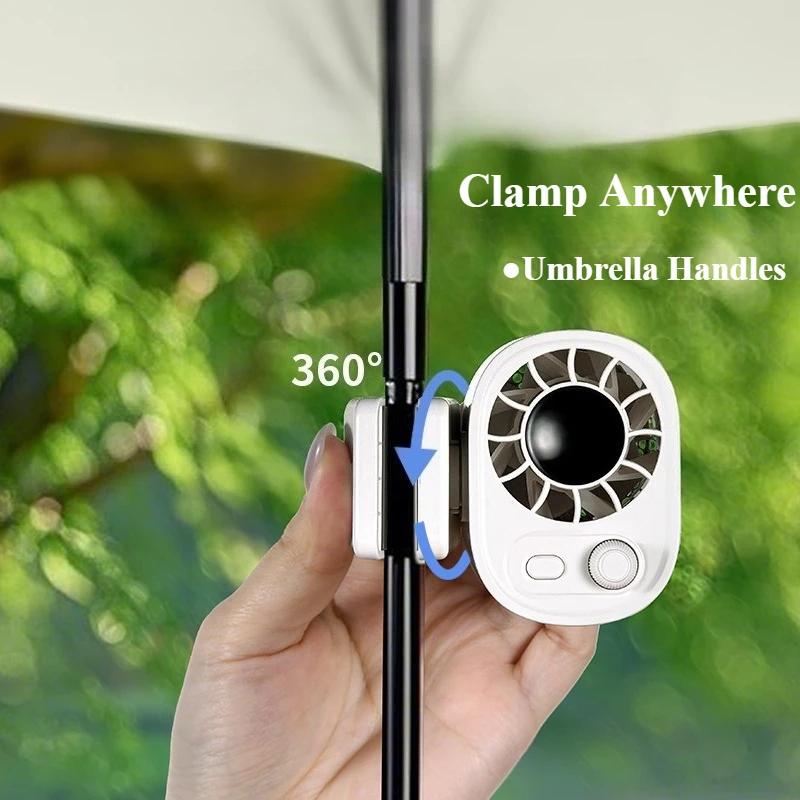 1pc Hipacool Portable Clip Fan 360° Rotatable 100 Speed Wind 12V USB Rechargeable Electric Fan Low Noise Mini Fan Clamp Anywhere