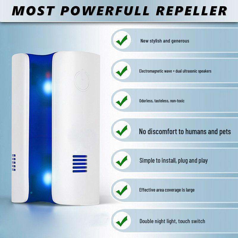 Ultrasonic & Electromagnetic Insect and Rodent Repeller Plug-in