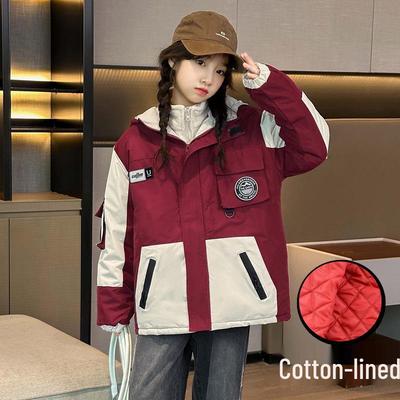 2025 Girls' Quilted Windbreaker Jacket - Stylish Autumn/Winter Thickened Trench Coat for Big Kids