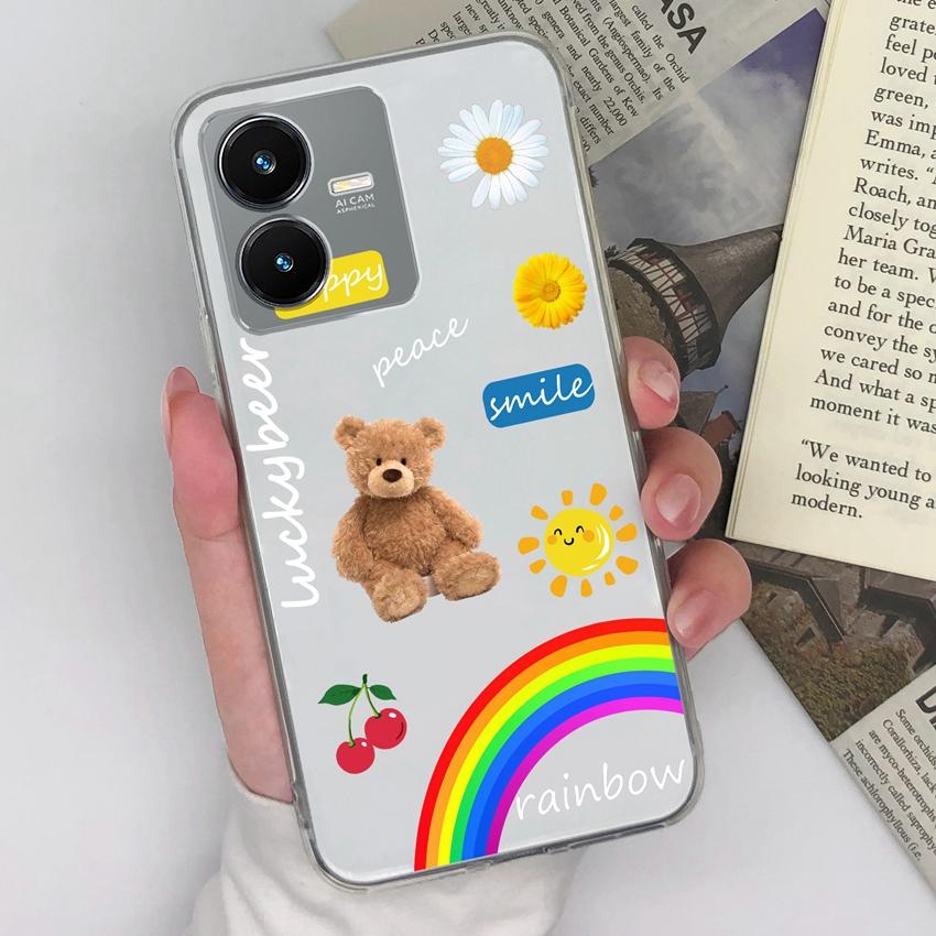 For Vivo Y22S Y27 Y33 Y35 Y36 Y37 Phone Case Beautiful Rainbow Pattern Screen Protector Transparent Soft Silicone Dustproof Shell For Vivo Bumper Bags