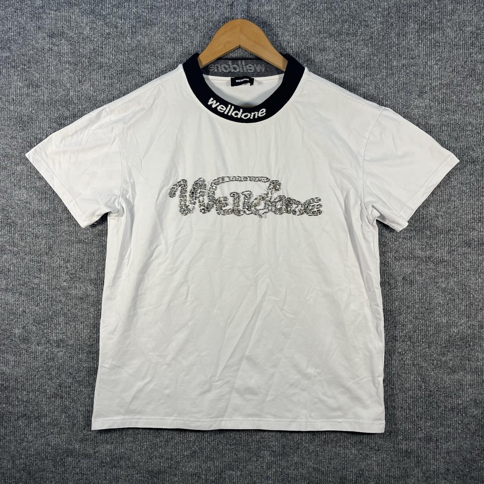 We11done Welldone Cursive Symbol Rhinestone T-shirt White Mens Large RARE Unisex T-Shirt XXXL