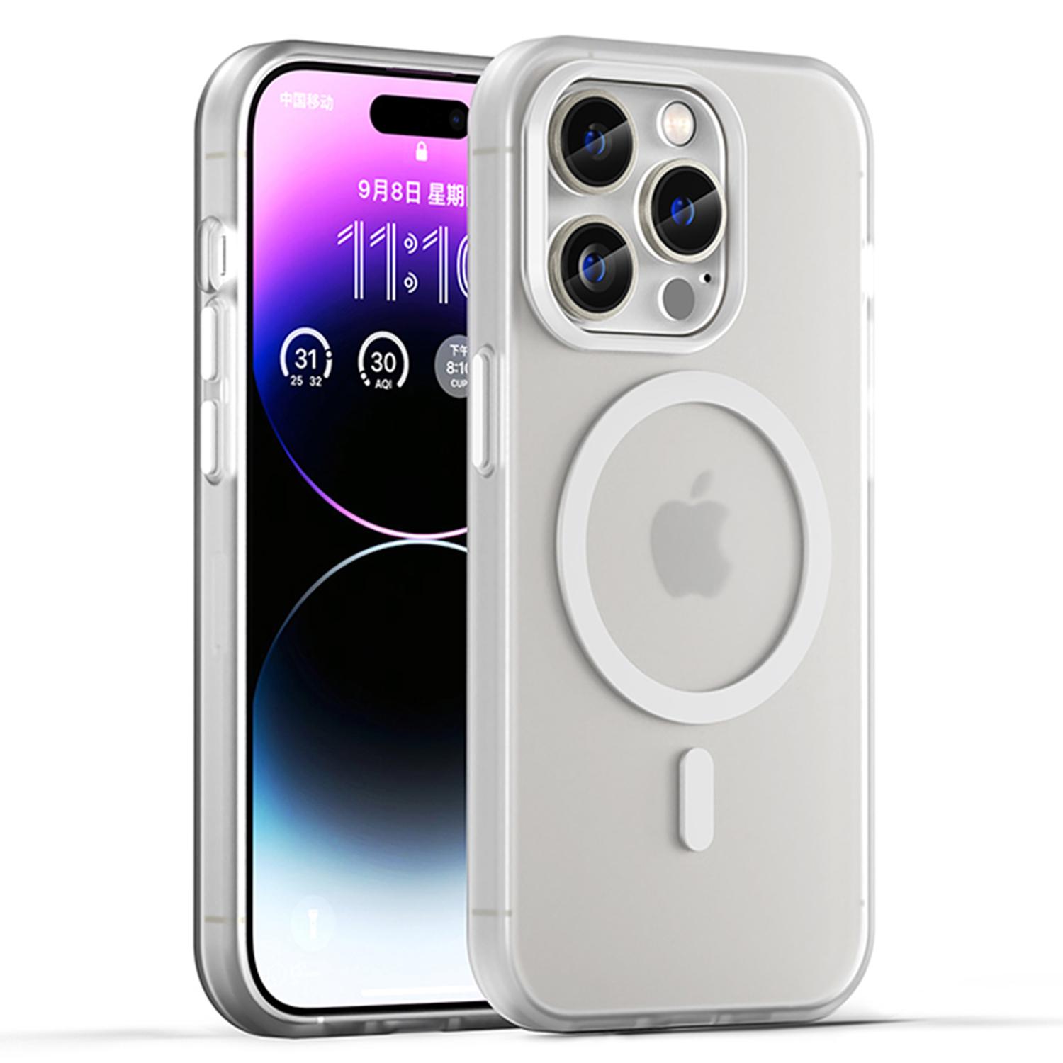 

Magnetic Case for iPhone 14 Pro Max Compatible with MagSafe Translucent Matte Back Cover White