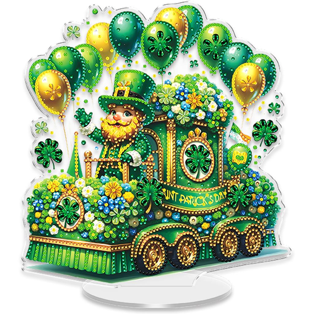 St Patricks Day DIY 2D Flat Acrylic Gem Painting Ornament Special-Shaped Crystal Art Craft Decoration for Adults Gift Home Decor