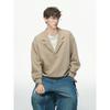 Dream Made Faux Two-Piece Notched Lapel Short Wide Boxy Blazer Sweatshirt for Men, Autumn Old Money Style New Rich Top