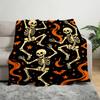 Halloween Skull Dancing Decoration Blanket, Soft Comfortable Flannel Large Size Holiday Blanket, Suitable for Sofa Bed, Travel Camping, Living Room, W