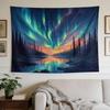 A Stylish Tapestry, Aurora Borealis, Vibrant Skyscape, Serene Forest.,perfect for Sprucing up Wall Decor in Homes, Dorms and Bedrooms.