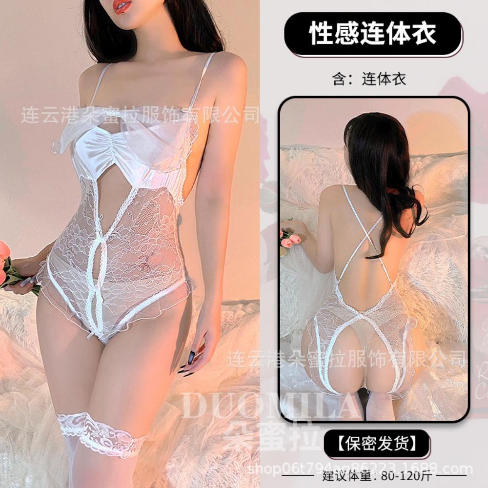 Sexy Lingerie Sexy Suspender Lace Seduction Hollowed Out Open Onesie Hot Uniform Pajamas Women