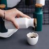 Japanese Ceramic Salt Jar with Bamboo Lid Soy Simple Sauce Bottle Creative Leak-Proof Oil Vinegar Bottle Kitchen Tableware