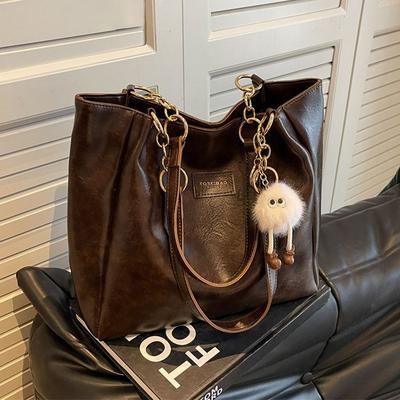 Tote Bag Women'S Bag Autumn And Winter Leather Shoulder Bag Large Capacity Fashion Retro Commuter Underarm Bag