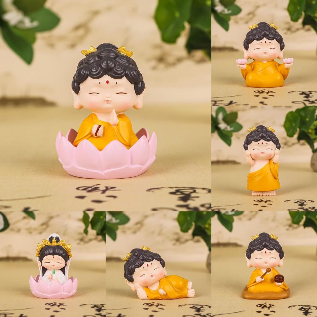 Resin Buddha Blessing Bodhisattva Lotus Figurine Car Ornament Mini Decor Gift