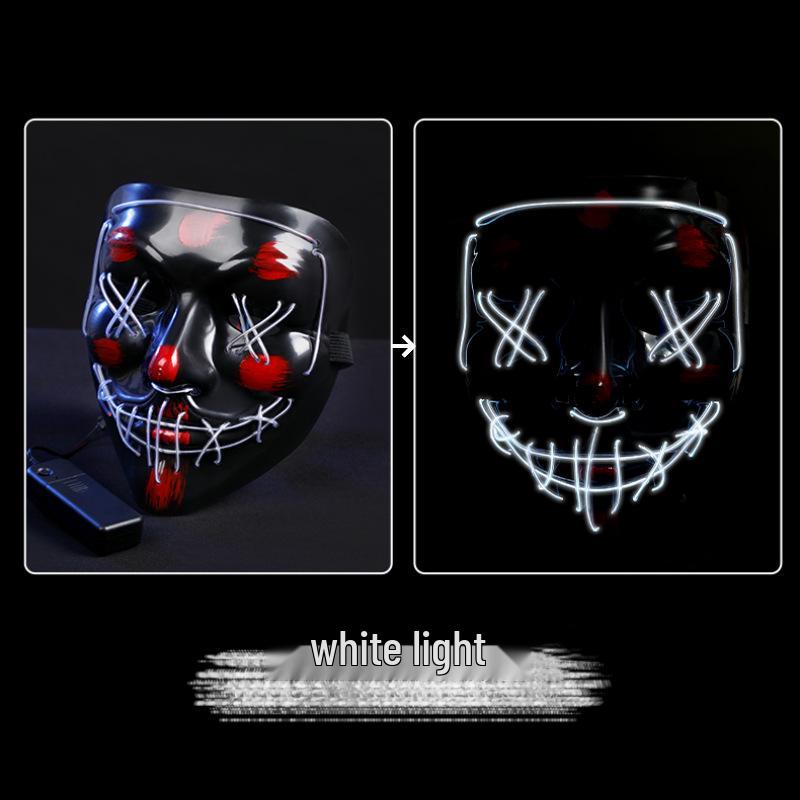 Maska LED Luminous Halloween Cyberpunk w kształcie V: Kostium festiwalowy z podświetleniem