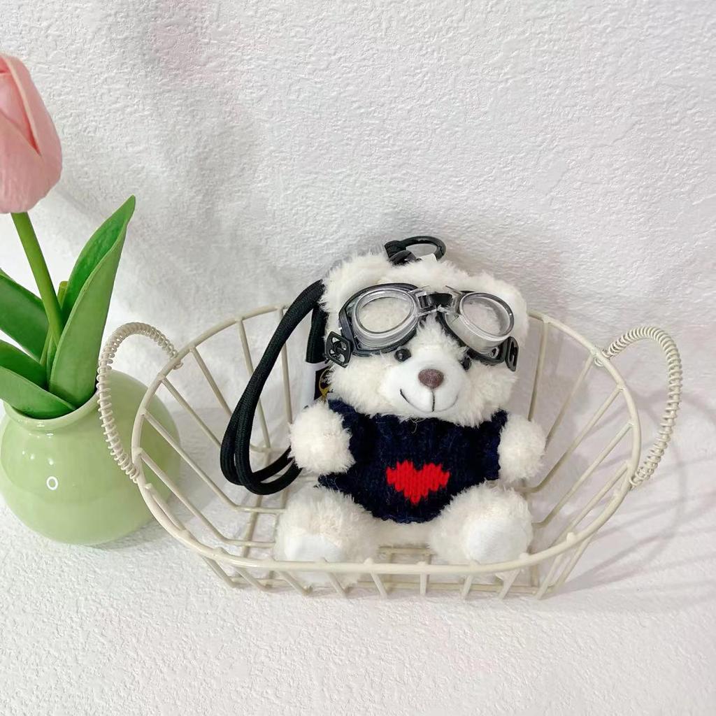 Kreslená klíčenka s pilotem pandou - Roztomilá plyšová hračka medvěd jako dárek pro studenty