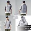 Make 2 Be Sleeve Hoodie Faux Layered Drop Shoulder Cut and Sew Size MF74 Men's 3/4 T-Shirt, Shirt, Pullover, (53.GRAY_L)