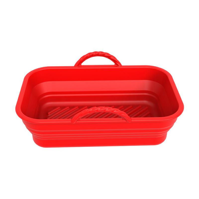 Air Fryer Silicon Basket About 20cm Round/square/rectangular Oven Baking Tray Foldable Reusable Silicone Pot Replacement Pan