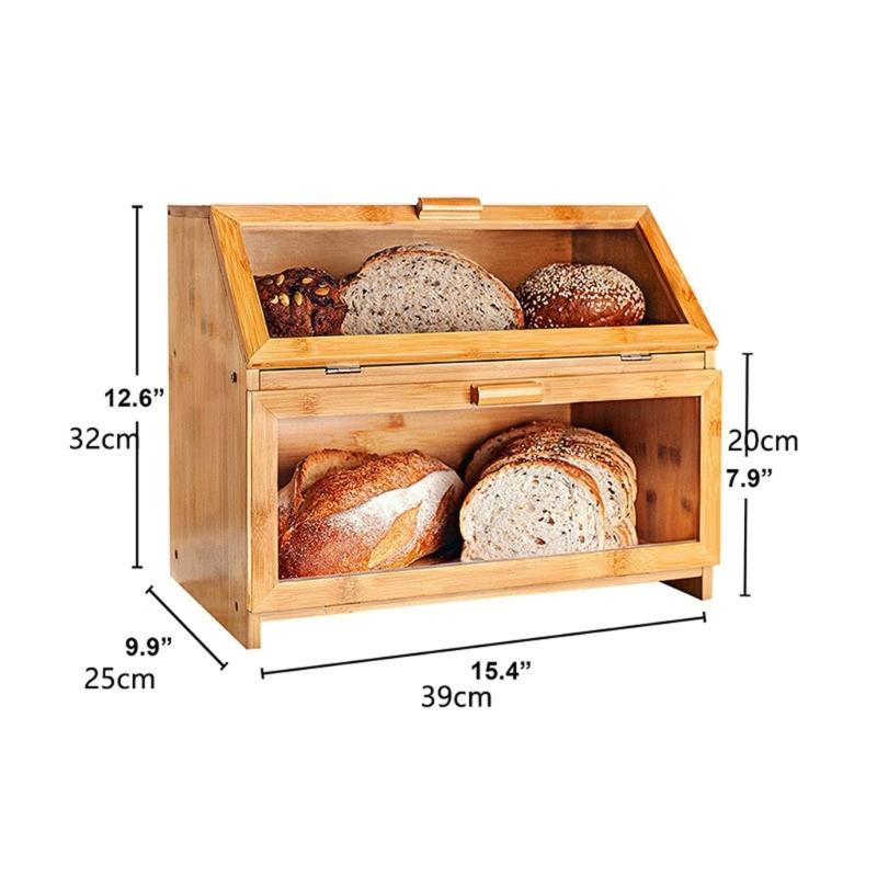 Boîte à pain en bambou à double compartiment et organisateurs de collations Portables pour le stockage de boulangerie et l'utilisation de fournitures de cuisine