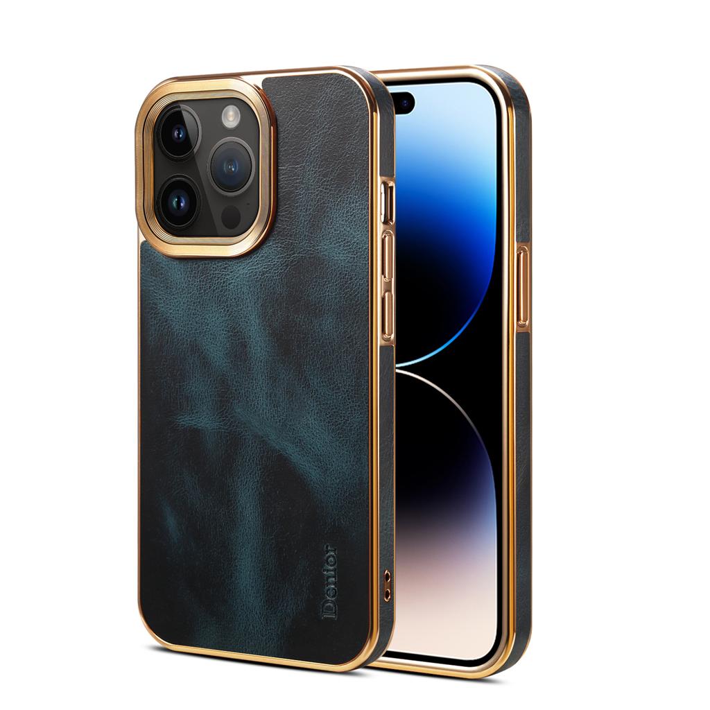 High-End Business Retro Ölwachs Erste Schicht Leder Schlüsselfertige Galvanik-Hülle Für Iphone 16 15 14 Plus 13 12 Pro Max Hüllen