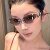 Y2K Punk Frameless Star Metal Sunglasses for Men Women Trendy UV400 Oval Rimless Sun Glasses Gafas De Sol
