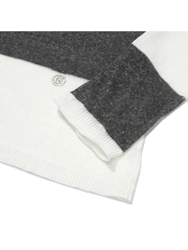 KIRSH See-Through Block Long Sleeve Knit [Ivory]