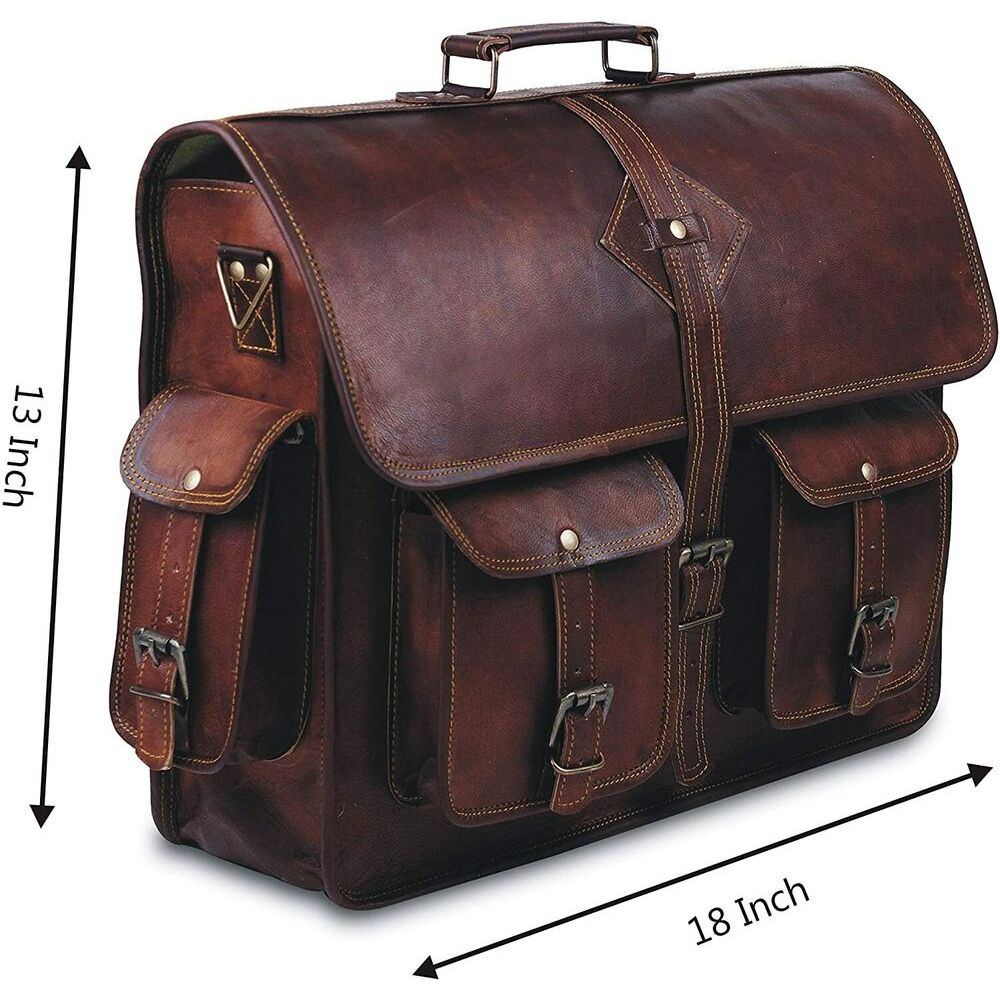 Vintage taška messenger z kozí kůže, aktovka, crossbody, ležérní taška na notebook