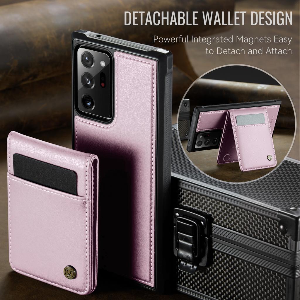 For Samsung Galaxy Note20 Ultra Leather Back Cover Compatible with MagSafe JEEHOOD J06 Phone Case with Card Bag RFID Blocking