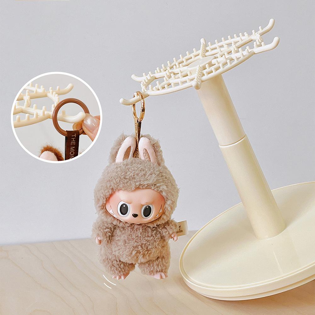 Rotating Plush Pendant Display Box Transparent Doll Storage Box with Cover Cartoon Doll Showcase Dustproof for Home Decor