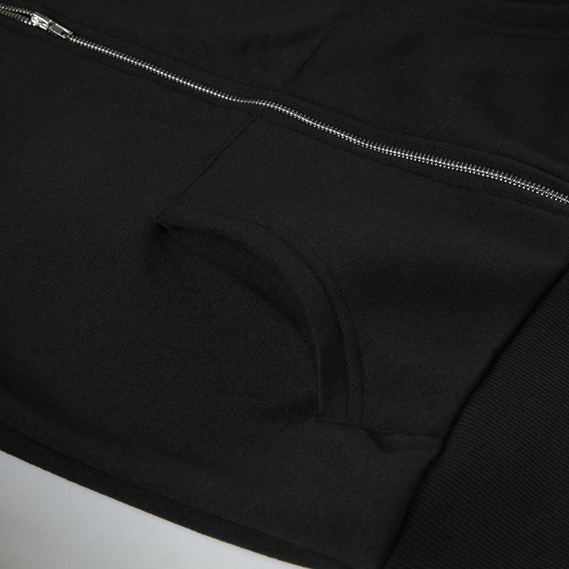 Gotické tmavé streetwearové mikiny s kapucňou, golier z umelej kožušiny, bundy s kapucňou na dvojitý zips, dámske ležérne vreckové gotické bundy Y2K Grunge jesenný kardigán