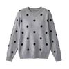 Women S Polka Dot Jacquard Knit Loose Long Sleeve Pullover Sweater