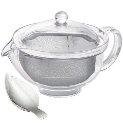 Akebono Sangyo Clear Stainless Steel with Tea Measuring Set and Tritan Made In Teapot, Mesh, 280ml, Resin, Japan, TW-3721