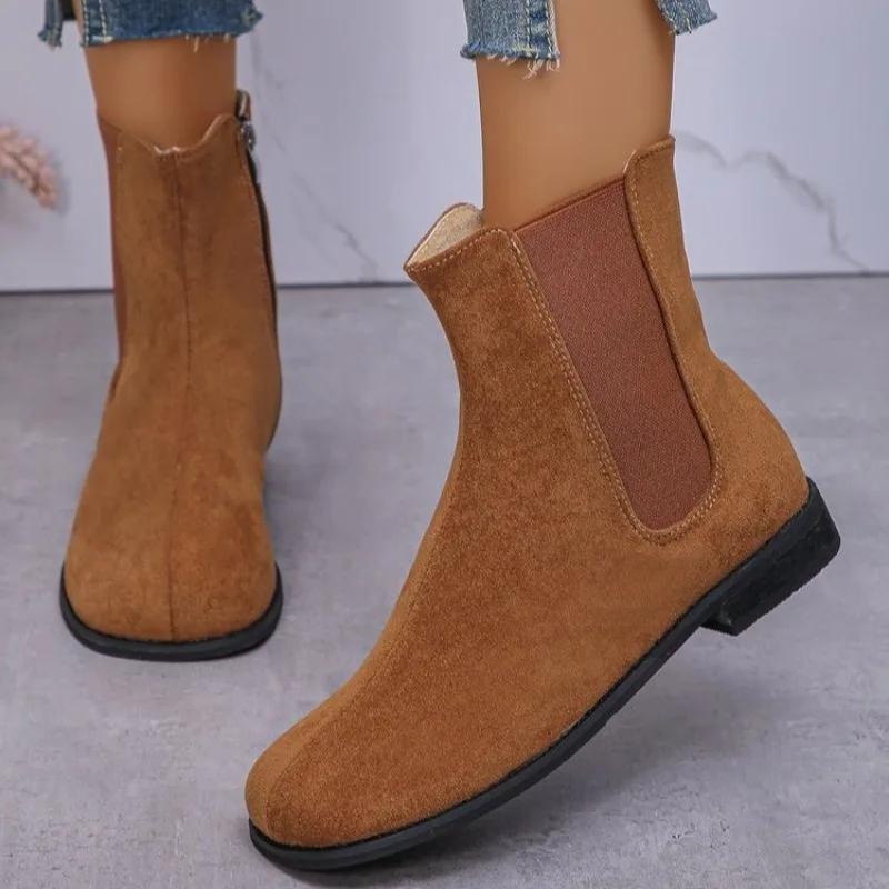 Modern Boots Women Winter Round Toe Ladies Shoes 2024 High Quality Ankle Women's Boots Fashion Side Zipper Solid Shoes for Women
