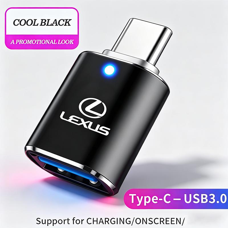 For Lexus F SPORT IS250 IS200 CT200h GS300 LS430 RX450h Key Chain Data Line Type-C To USB Adapter High Speed Port Accessories