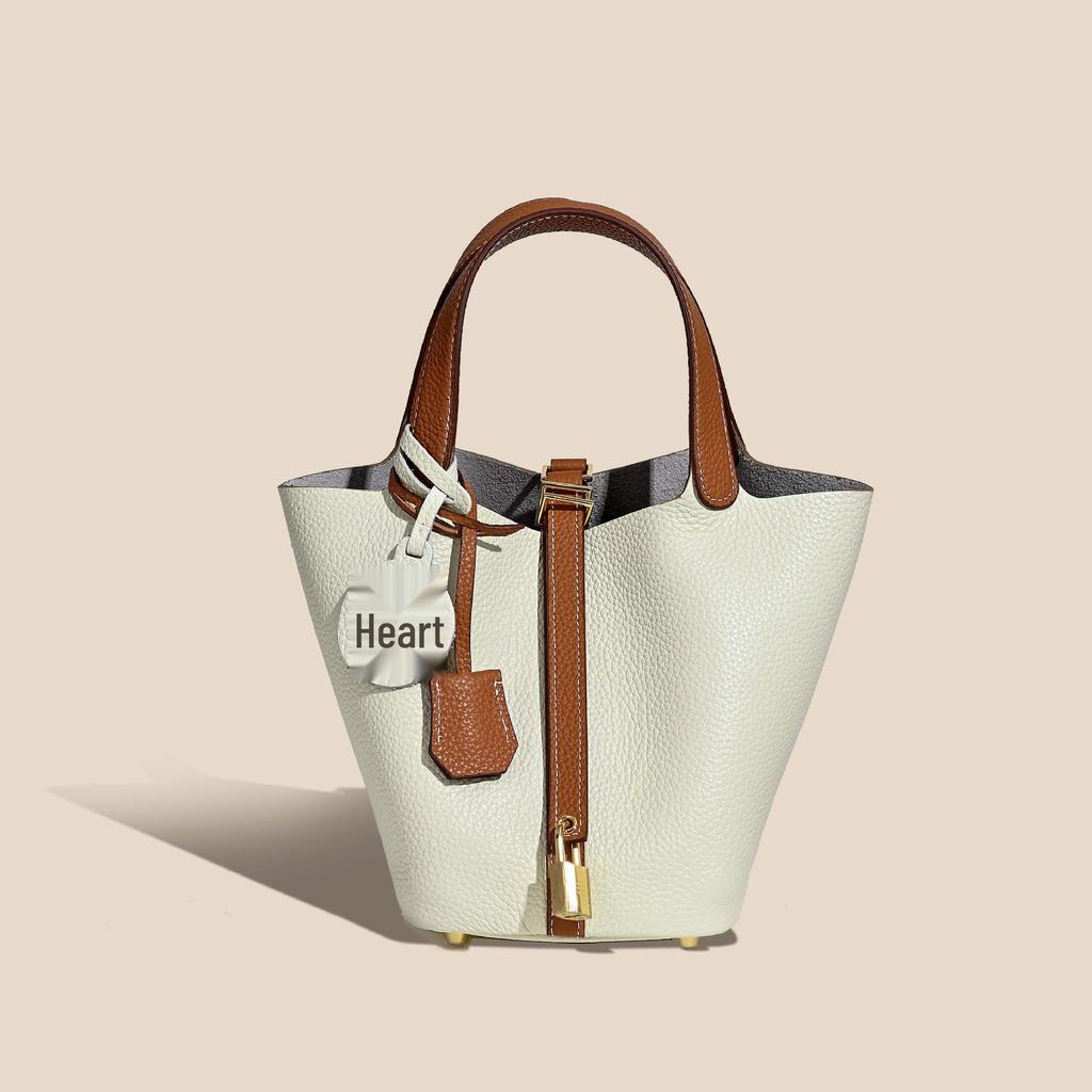 2025 Trending Women's Genuine Leather Cowhide Bucket Bag: Versatile, Top Layer Vegetable Tanned Handbag
