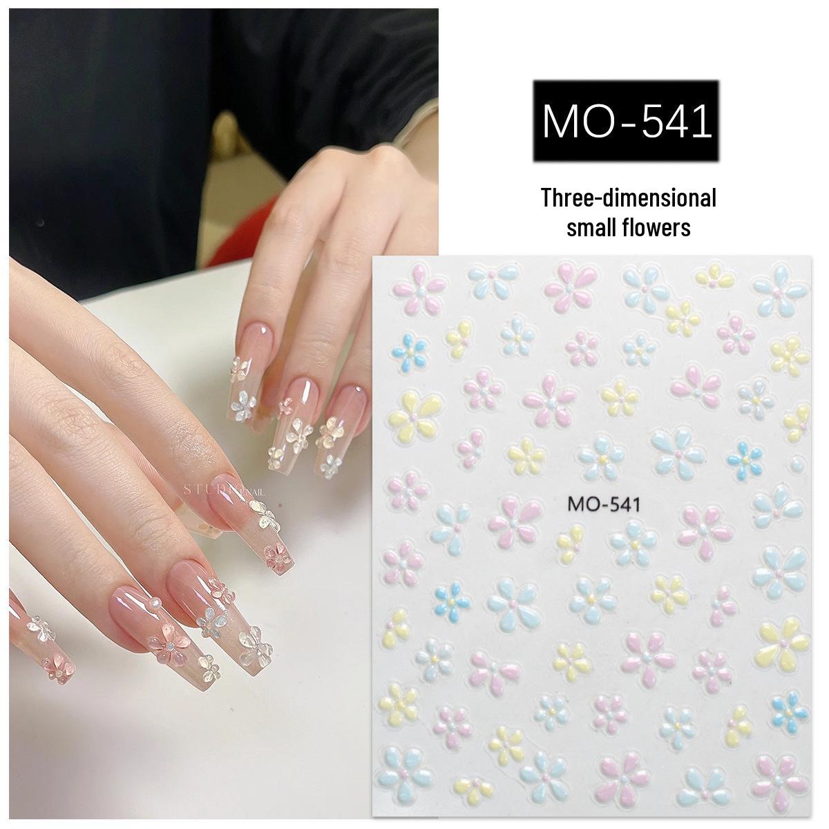 3D Jelly Candy Ice Flower Nail Art Stickers: Cute Sweet Five-Petal Hand-Painted Design