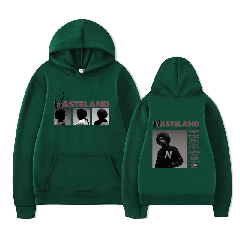 Unisex Schwarzer Hoodie Doppelseitiger Albumcover Grafikdruck Pullover Sweatshirt Streetwear
