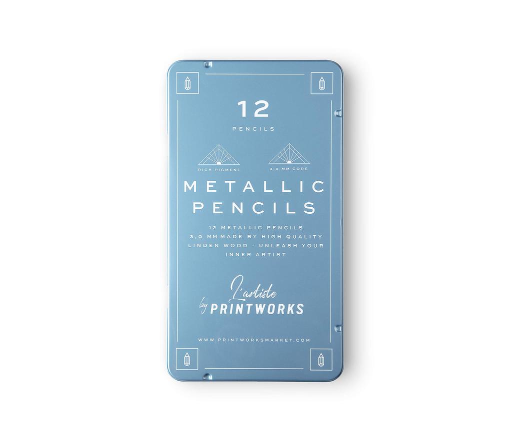 PRINTWORKS Color Pencils Swedish Nordic Perfect for and Includes 12 Lead Ideal for Designers and Metallic 12-set - Design, Style, Sketching,