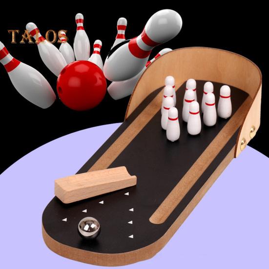 1 Set Desktop Mini Bowling Game Stress Anxiety Relief Portable Travel Wooden Small Bowling Ball Home Office Desk Toy Kids Teens Adults Gift